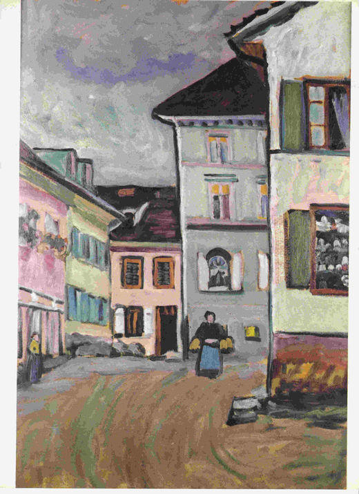 LAMINA 6751: Wassil Vassilievitch Kandinsky El extremo de la calle Johannes en Murnau