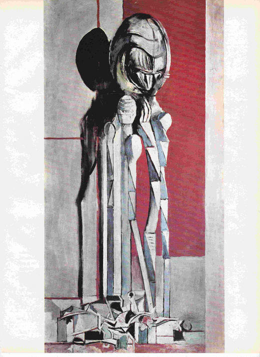 LAMINA 6786: Graham Sutherland Figura sobre fondo rojo 1949