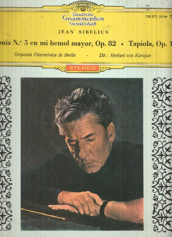 LP: Jean Sibelius, Deutsche Grammophon Gesellschaft, Sinfonia nº5 en mi bemol mayor, op.82 - Tapiola, Op. 112