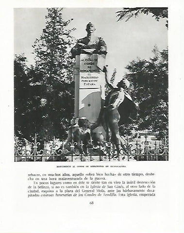 LAMINA 8870: Monumento al Conde de Romanones en Guadalajara