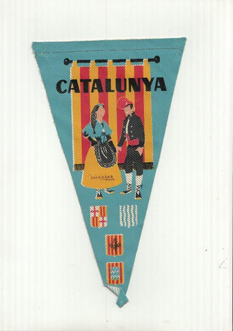 BANDERIN: CATALUNYA - Ilustracion de Trajes Tipicos Catalanes y escudos de las 4 Provincias