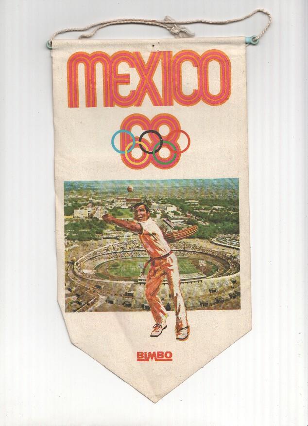 BANDERIN: MEXICO 1968 BIMBO - Ficha de Avery Brungade en Trasera.