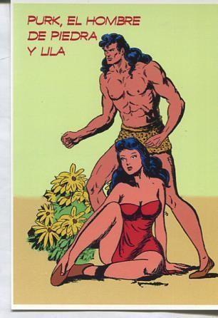 Postal / Postcard: El Boletin serie 3: Purk el hombre de piedra y Ula (parejas del comic clasico español) numero 05 de 12