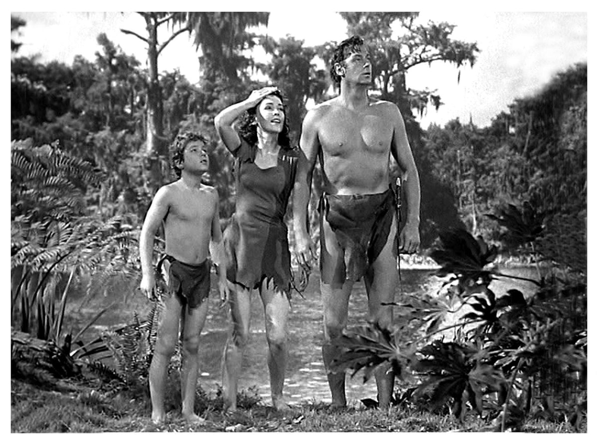 Postal / Postcard: El Boletin serie 7: numero 06 de 12: Tarzan y Jane: Johnny Weissmuller y Maureen O'sullivan  y Johnny Sheffield 