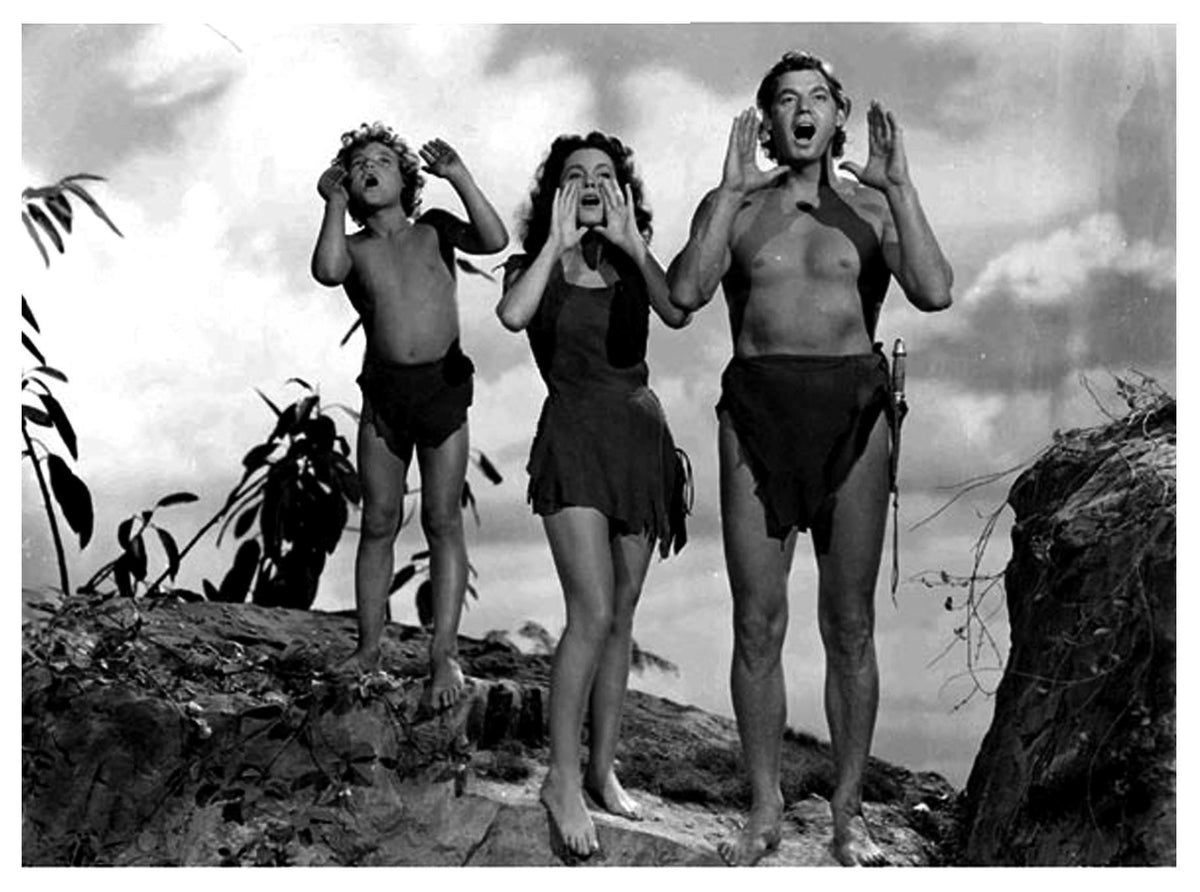 Postal / Postcard: El Boletin serie 7: numero 10 de 12: Tarzan y Jane: Johnny Weissmuller y Maureen O'sullivan  y Johnny Sheffield 