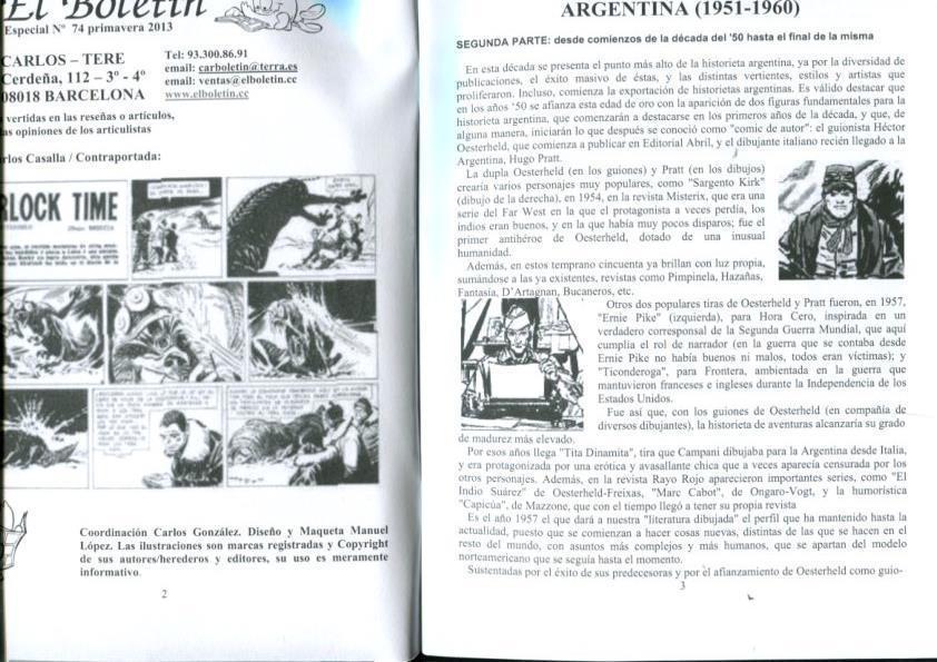 El Boletin Especial numero 074: Historia del comic argentino 1951-1960