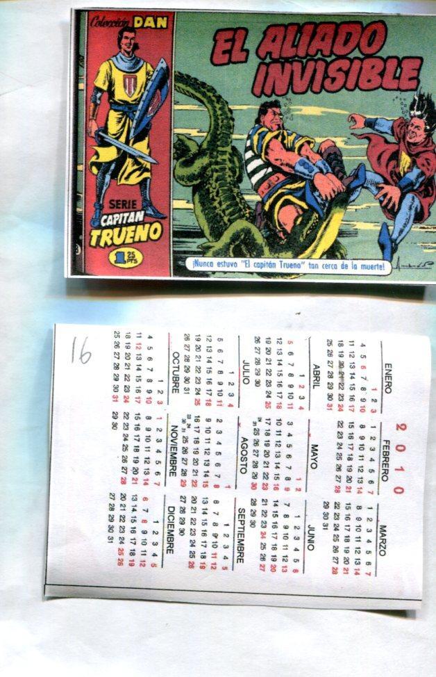 Muestra calendario Bolsillo para el 2010 de El Boletin con El Capitan Trueno, modelo 3