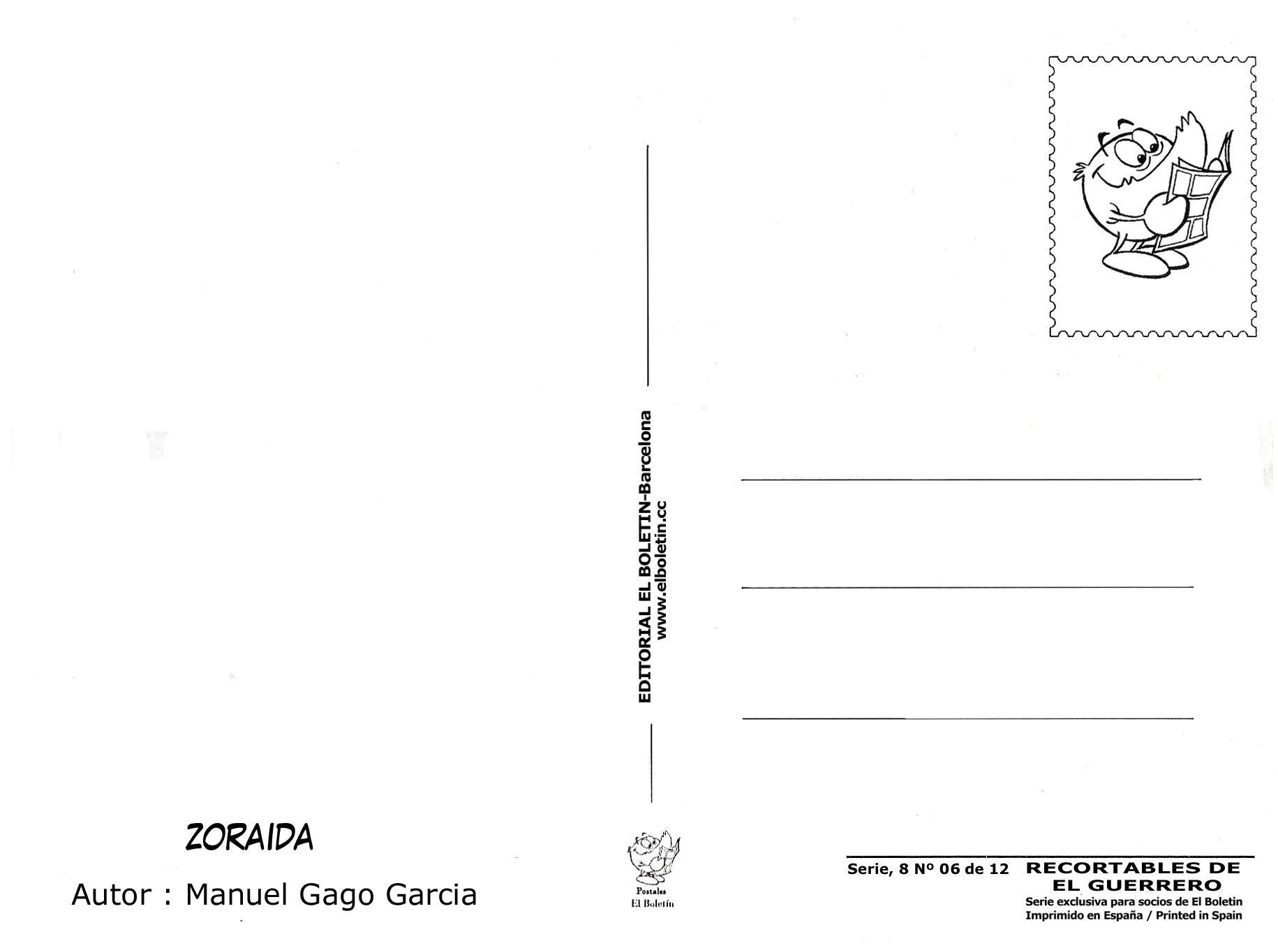 Postal / Postcard: El Boletin serie 8: Zoraida: El Guerrero del Antifaz, recortable numero 06 