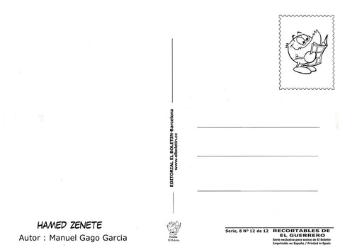 Postal / Postcard: El Boletin serie 8: Hamed Zenete: El Guerrero del Antifaz, recortable numero 12 