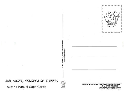 Postal / Postcard: El Boletin serie 8: El Guerrero del Antifaz, recortable numero 04: Ana Maria, Condesa de Torres