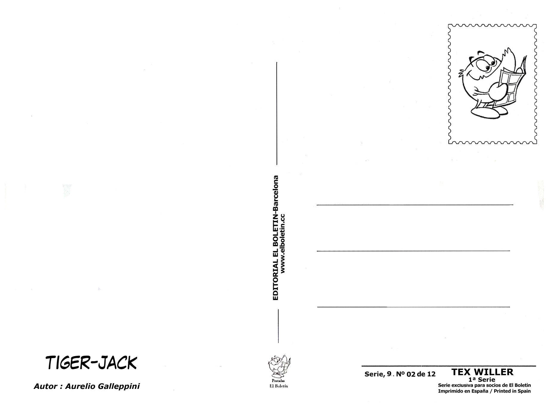 Postal / Postcard: El Boletin serie 09: Tiger Jack: Tex Willer 1ª serie personaje: Tiger Jack