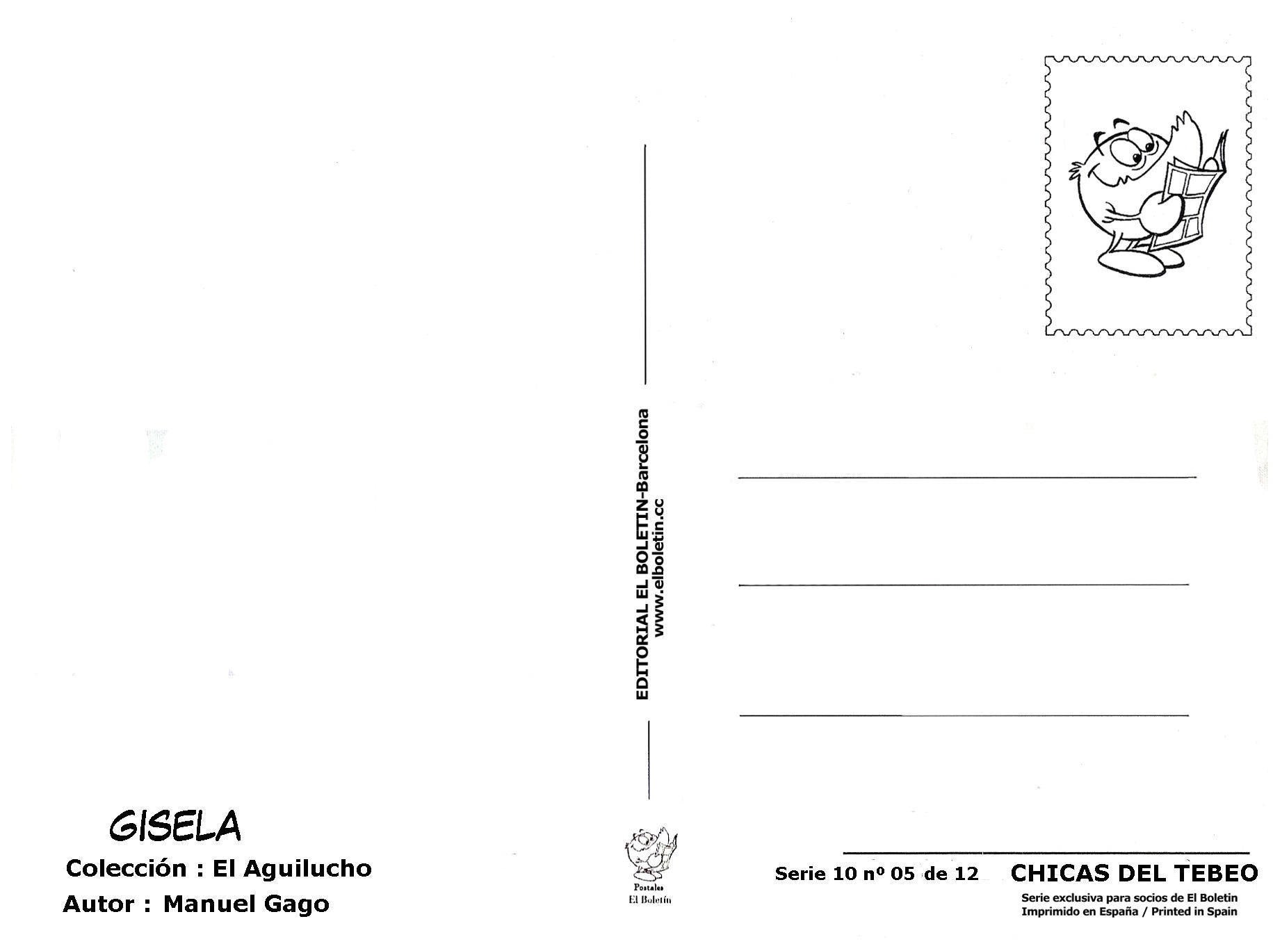 Postal / Postcard: El Boletin serie 10: Gisela (El Aguilucho) serie Chicas del Tebeo