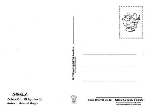 Postal / Postcard: El Boletin serie 10: Gisela (El Aguilucho) serie Chicas del Tebeo