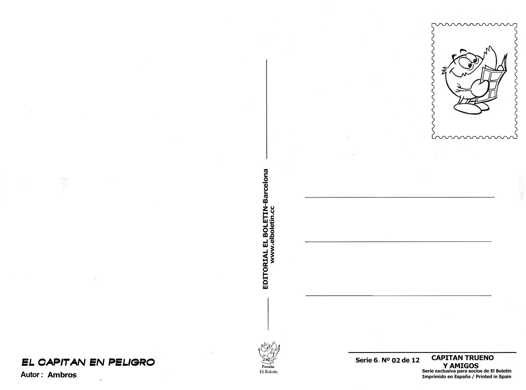 Postal / Postcard: El Boletin serie 6 numero 02 de 12: El Capitan Trueno, dibujos de Ambros