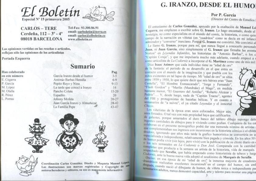 El Boletin Especial numero 015: Iranzo y el humor (primavera 2005)