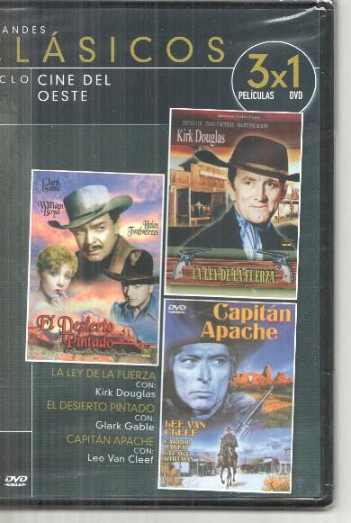 DVD: Grandes Clasicos, ciclo cine oeste; La ley de la fuerza, El desierto pintado, Capitan apache