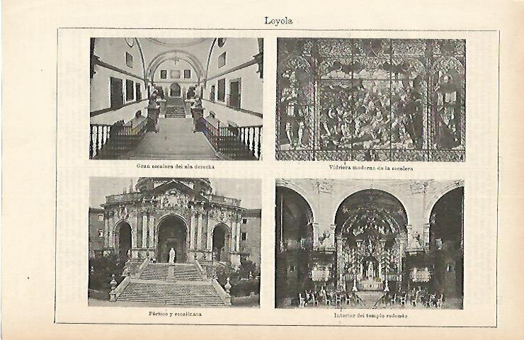 LAMINA ESPASA 1845: Vistas de Loyola Guipuzcoa