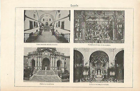 LAMINA ESPASA 1845: Vistas de Loyola Guipuzcoa