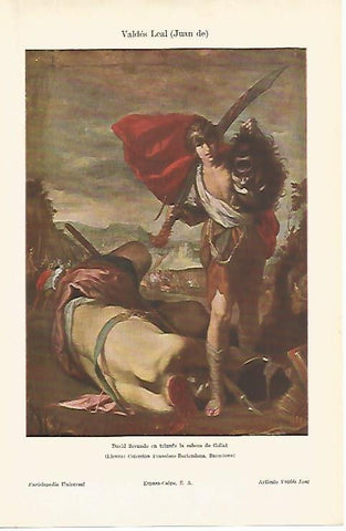 LAMINA ESPASA 4696: David llevando en triunfo la cabeza de Goliat por Valdes Leal