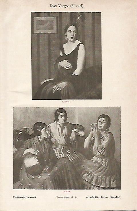 LAMINA ESPASA 5372: Retrato y Gitanas por M. Diaz Vargas
