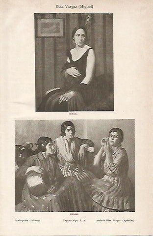 LAMINA ESPASA 5372: Retrato y Gitanas por M. Diaz Vargas