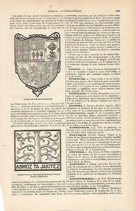 LAMINA ESPASA 5474: Escudo de la Eusko-ikaskuntza