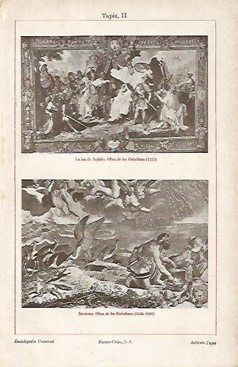 LAMINA ESPASA 6474: La ira de Aquiles e Invierno. Tapices obra de los Gobelinos