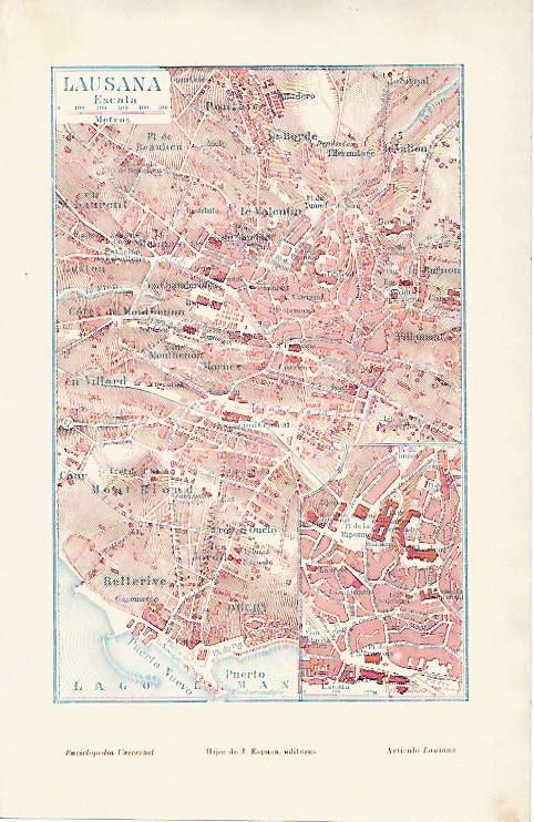 LAMINA ESPASA 9057: Mapa de Lausana Suiza