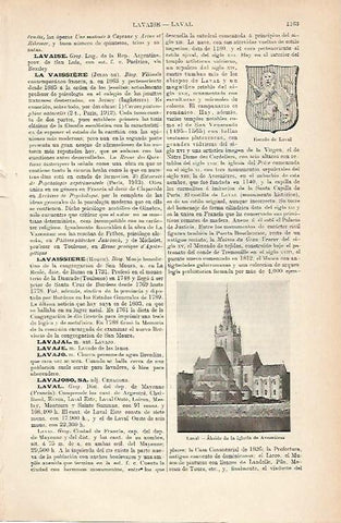LAMINA ESPASA 9064: Escudo y vista de Laval Francia