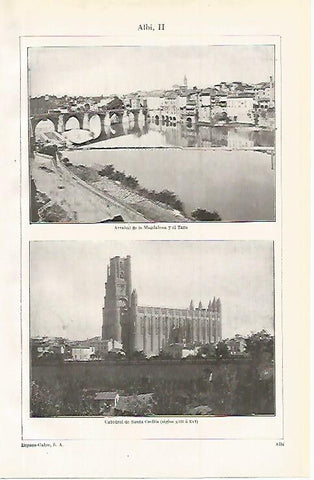 LAMINA ESPASA 9944: Catedral y panoramica de Albi Francia