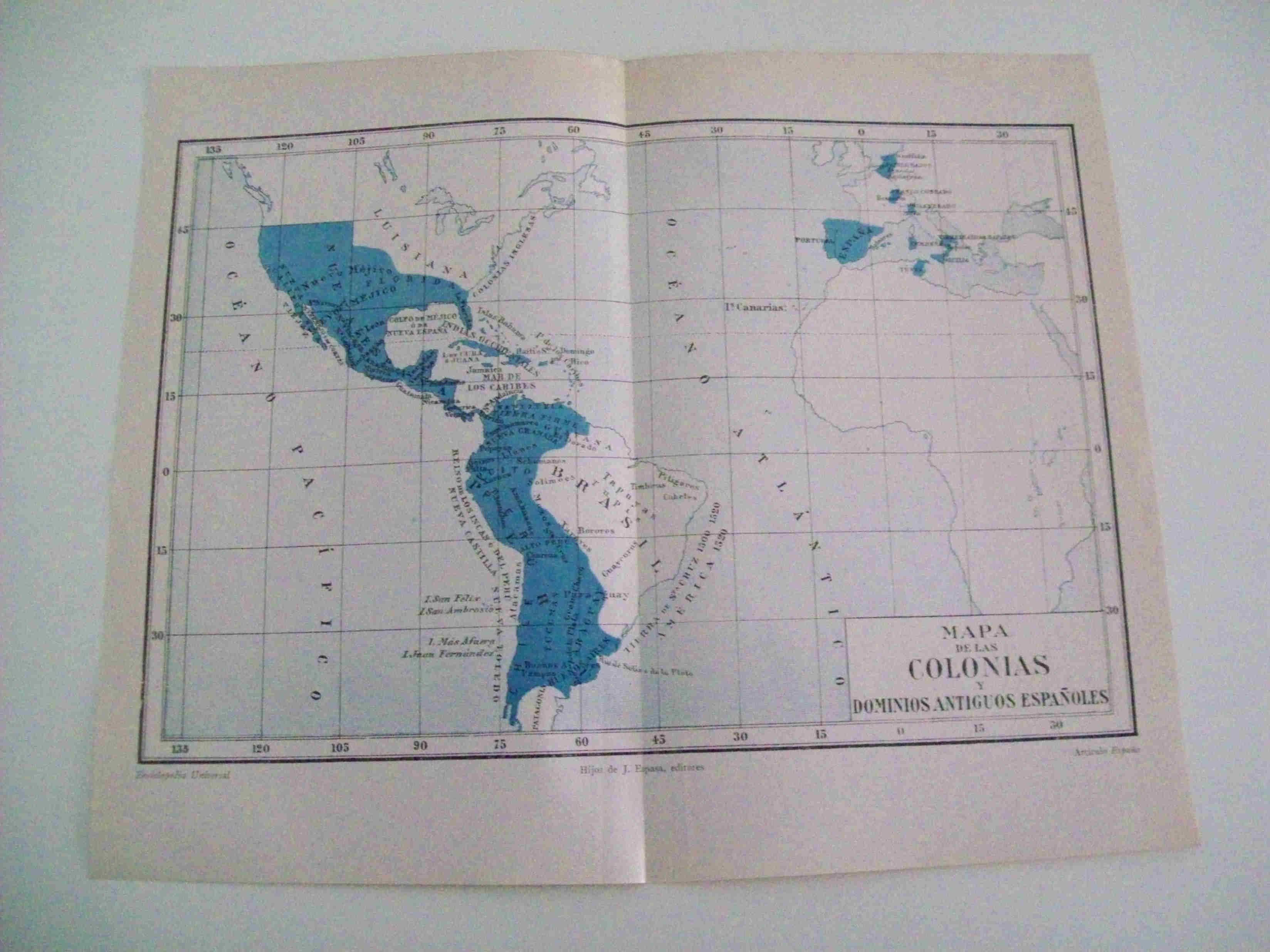 LAMINA ESPASA 10234: Mapa de las colonias de España