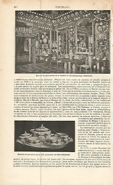 LAMINA ESPASA Alemania 10524: Sala de las porcelanas en el castillo de Charlotemburgo Alemania
