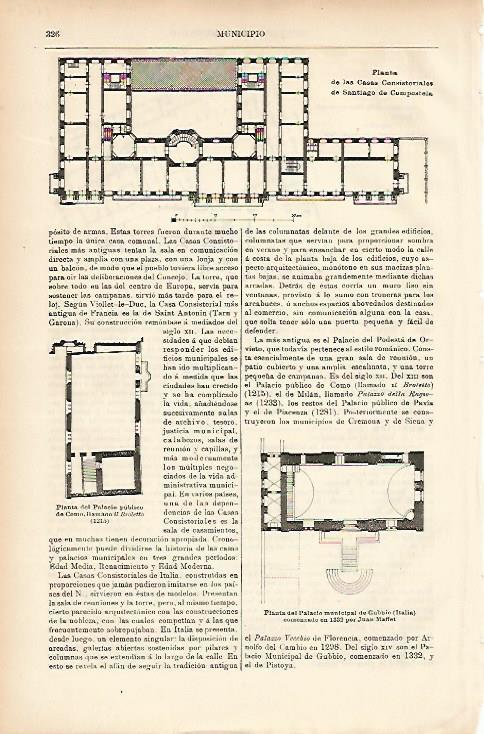 LAMINA ESPASA 11487:  Planta del Ayuntamiento de Santiago de Compostela
