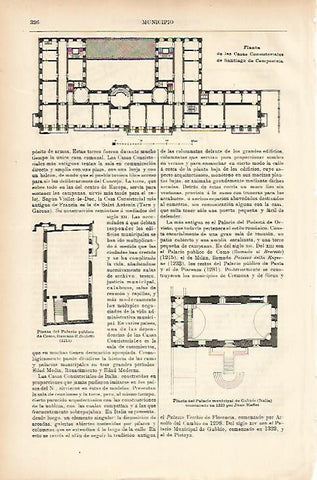 LAMINA ESPASA 11487:  Planta del Ayuntamiento de Santiago de Compostela