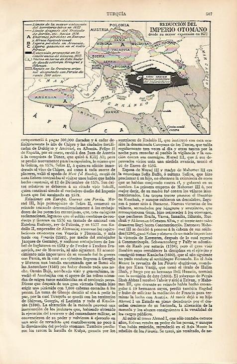 LAMINA ESPASA 12061: Mapa de la reduccion del imperio Otomano
