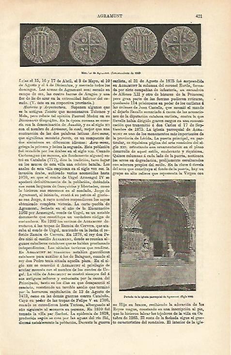 LAMINA ESPASA 12628: Monedas de Agramunt Lerida