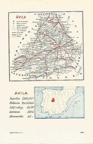 LAMINA ESPASA 13046: Mapa de la provincia de Avila