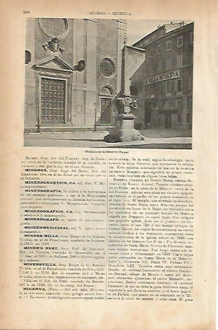 LAMINA ESPASA 5197: Obelisco de la Minerva en Roma