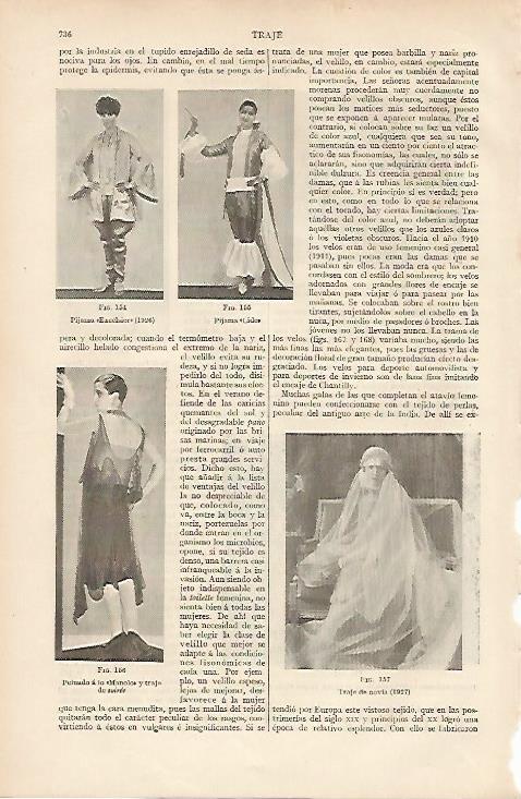 LAMINA ESPASA 11077: Pijama Excelsior de 1926 pijama Lido y traje de novia de 1927