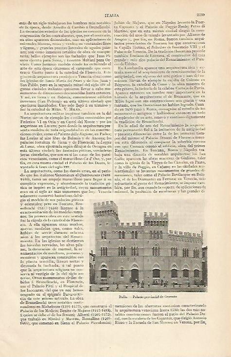 LAMINA ESPASA 7283: Palacio provincial de Grosseto Italia