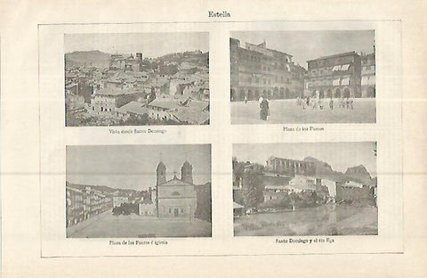 LAMINA ESPASA 16369: Vistas de Estella Navarra