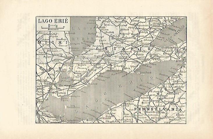 LAMINA ESPASA 16534: Mapa del Lago Erie