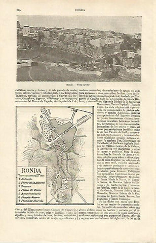 LAMINA ESPASA 16923: Vista y plano de Ronda
