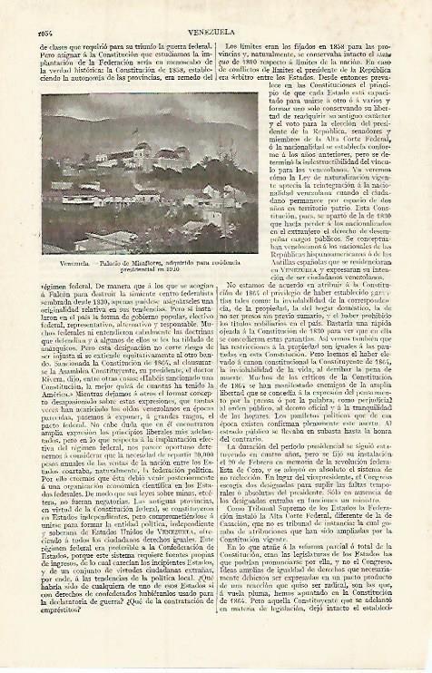 LAMINA ESPASA 17490: Palacio de Miraflores en Caracas Venezuela