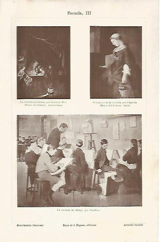 LAMINA ESPASA 18950: Obras de Dou Chardin y Geoffroy