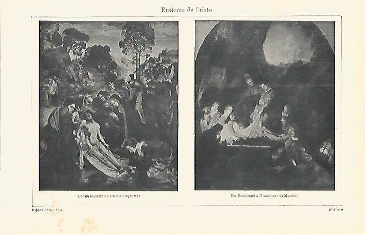LAMINA ESPASA 16499: Entierro de Cristo por Rembrandt