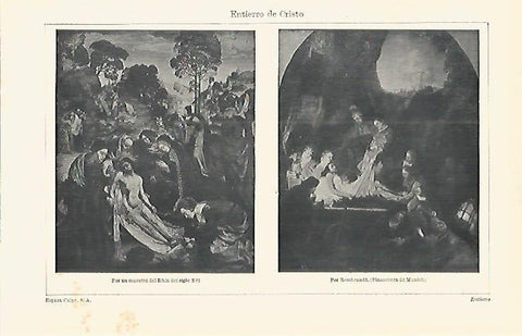 LAMINA ESPASA 16499: Entierro de Cristo por Rembrandt