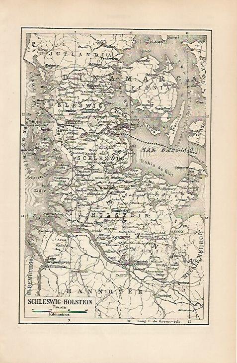 LAMINA ESPASA 19622: Mapa de Schleswig-Holstein Alemania