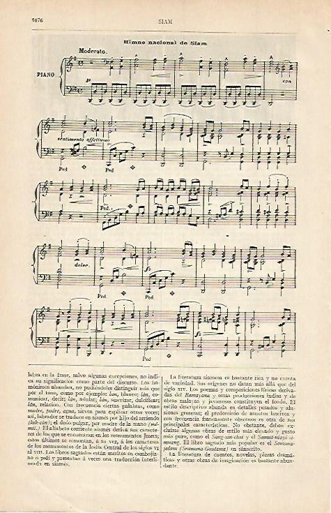 LAMINA ESPASA 762: Himno nacional de Siam