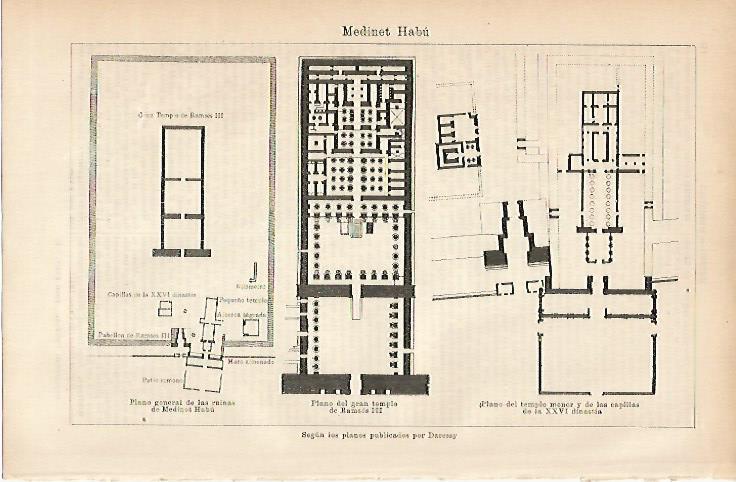LAMINA ESPASA 11608: Planos de las ruinas de Medinet Habu Egipto